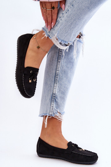 Klasikiniai zomšiniai mokasinai juodos spalvos Good Time 2