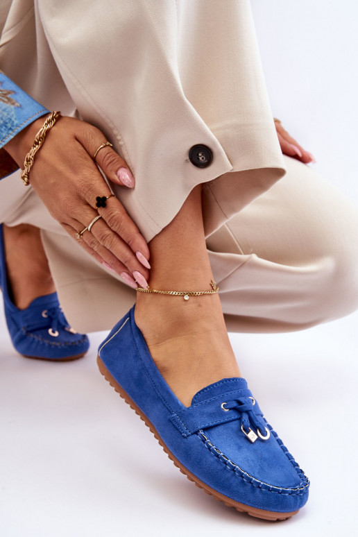 Klasikiniai zomšiniai mokasinai mėlynos spalvos Good Time