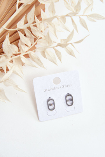 Ovalūs auskarai sidabro spalvos