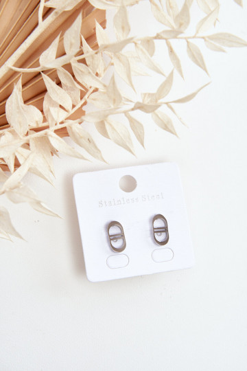 Ovalūs auskarai sidabro spalvos 2