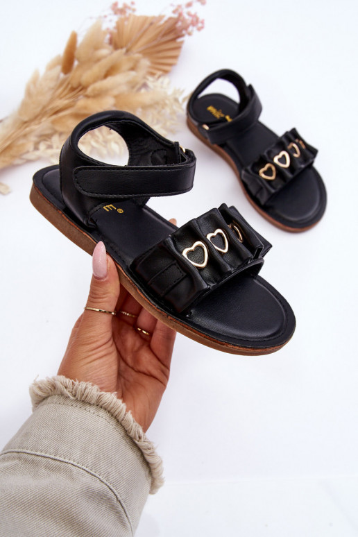 Vaikiškos basutės  su lipniais užsegimais juodos spalvos Havana Vaikiškos basutės  su lipniais užsegimais juodos spalvos Havana