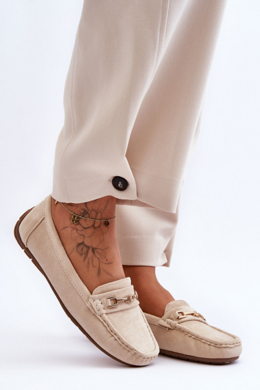 Klasikiniai zomšiniai mokasinai smėlio spalvos Corinell