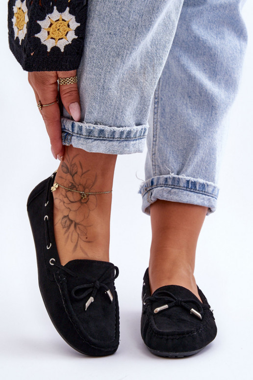 Elegantiški zomšiniai mokasinai juodos spalvos Si Passione