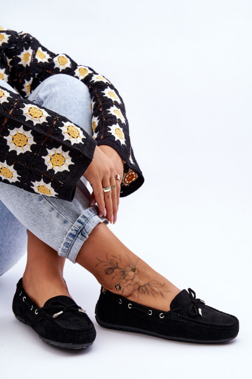 Elegantiški zomšiniai mokasinai juodos spalvos Si Passione