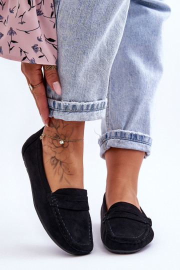 Elegantiški zomšiniai mokasinai juodos spalvos Lenvie 2