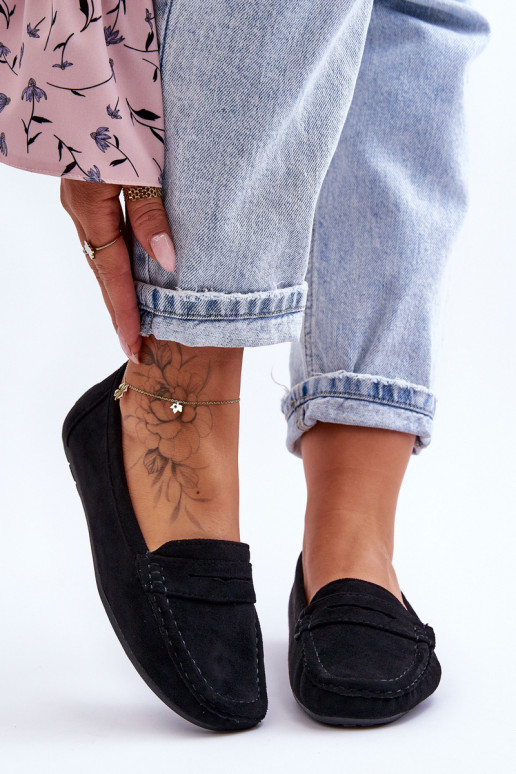 Elegantiški zomšiniai mokasinai juodos spalvos Lenvie Elegantiški zomšiniai mokasinai juodos spalvos Lenvie