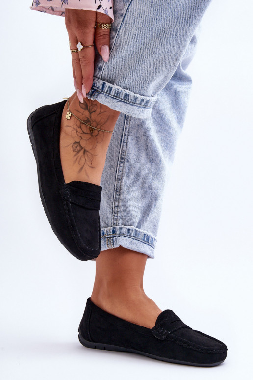 Elegantiški zomšiniai mokasinai juodos spalvos Lenvie Elegantiški zomšiniai mokasinai juodos spalvos Lenvie