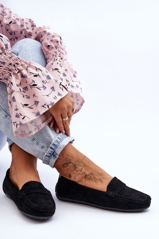 Elegantiški zomšiniai mokasinai juodos spalvos Lenvie Elegantiški zomšiniai mokasinai juodos spalvos Lenvie