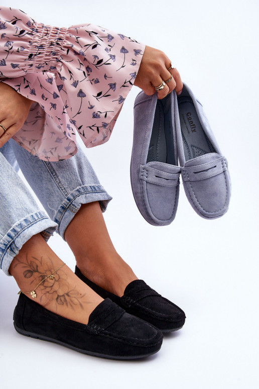 Elegantiški zomšiniai mokasinai juodos spalvos Lenvie Elegantiški zomšiniai mokasinai juodos spalvos Lenvie