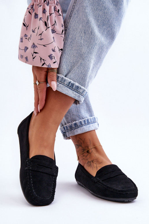 Elegantiški zomšiniai mokasinai juodos spalvos Lenvie Elegantiški zomšiniai mokasinai juodos spalvos Lenvie