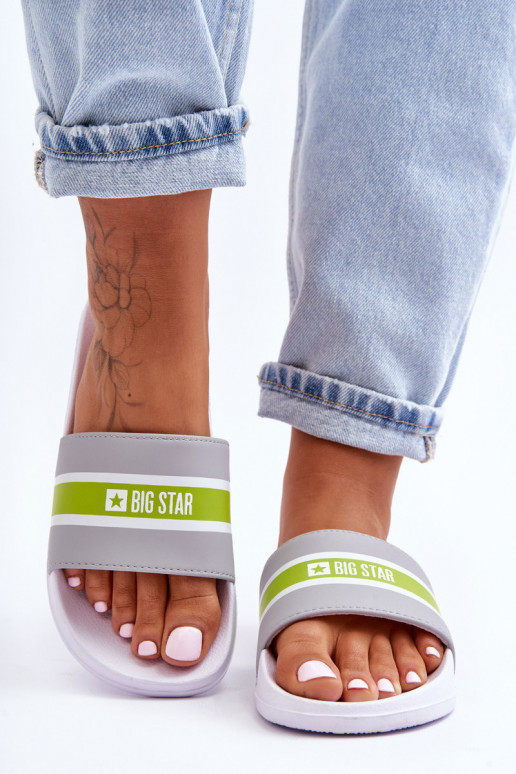 Lengvos šlepetės Big Star JJ274647 Baltos-pilkos spalvos Lengvos šlepetės Big Star JJ274647 Baltos-pilkos spalvos