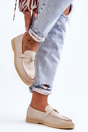 Klasikinio modelio moteriški mokasinai smėlio spalvos Cortez 2