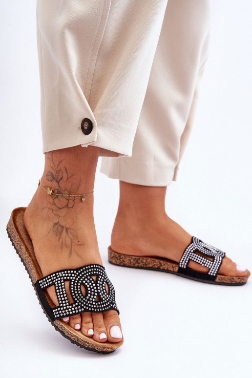 Moteriškos Šlepetės Dekoruotos Smeigės juodos spalvos Evelins Moteriškos Šlepetės Dekoruotos Smeigės juodos spalvos Evelins