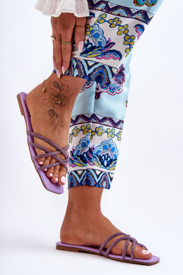 Šlepetės su dirželiais I  Violetinės spalvos Leomi