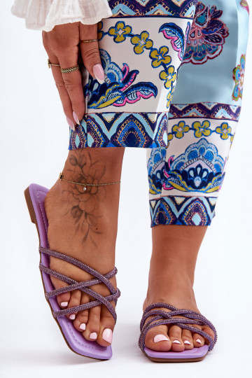 Šlepetės su dirželiais I  Violetinės spalvos Leomi 2