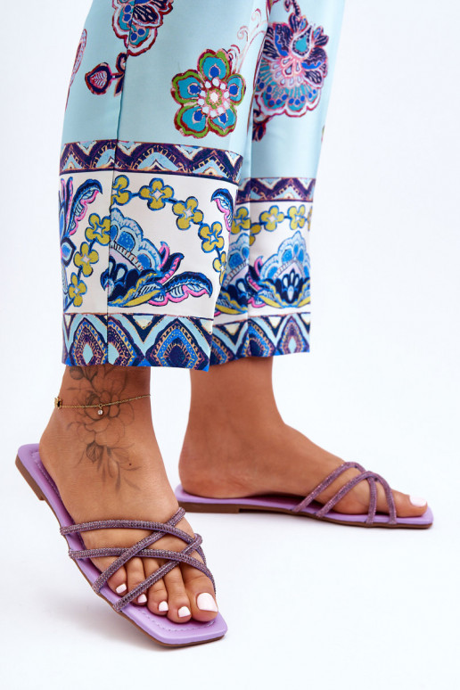 Šlepetės su dirželiais I  Violetinės spalvos Leomi