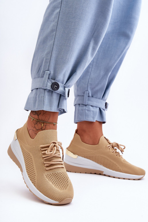 Įsispiriamo modelio sportiniai bateliai  smėlio spalvos Visconti Įsispiriamo modelio sportiniai bateliai  smėlio spalvos Visconti