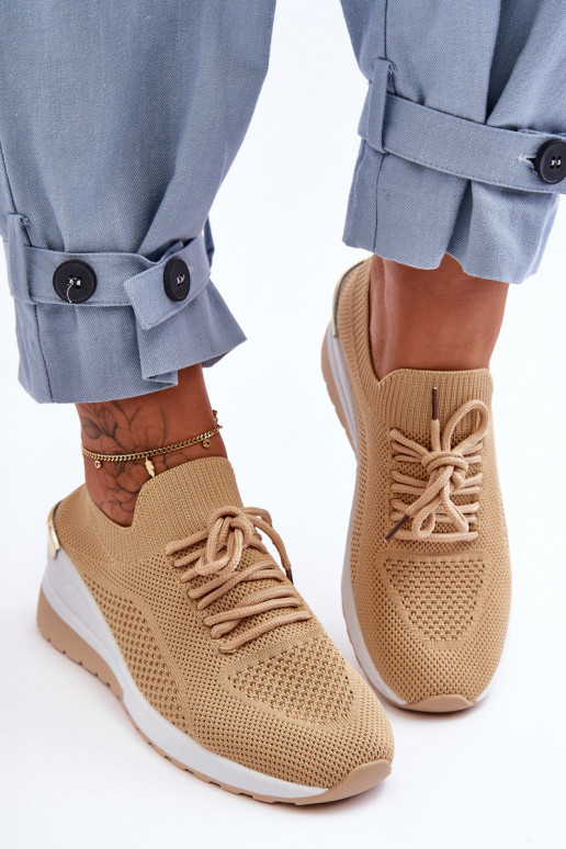 Įsispiriamo modelio sportiniai bateliai  smėlio spalvos Visconti Įsispiriamo modelio sportiniai bateliai  smėlio spalvos Visconti