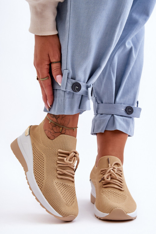 Įsispiriamo modelio sportiniai bateliai  smėlio spalvos Visconti Įsispiriamo modelio sportiniai bateliai  smėlio spalvos Visconti