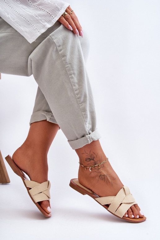 Šlepetės smėlio spalvos Aversa