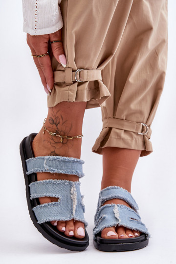 Šlepetės  su lipniais užsegimais mėlynos spalvos Lamirose 2