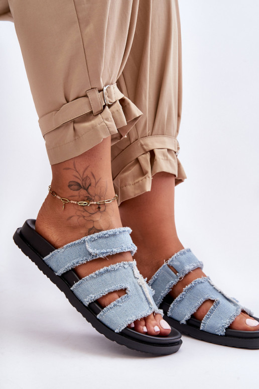 Šlepetės  su lipniais užsegimais mėlynos spalvos Lamirose Šlepetės  su lipniais užsegimais mėlynos spalvos Lamirose