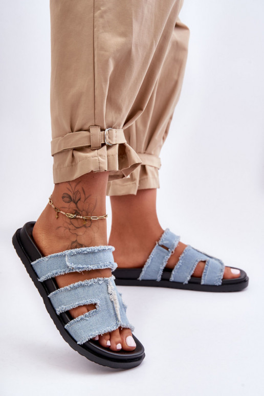 Šlepetės  su lipniais užsegimais mėlynos spalvos Lamirose Šlepetės  su lipniais užsegimais mėlynos spalvos Lamirose