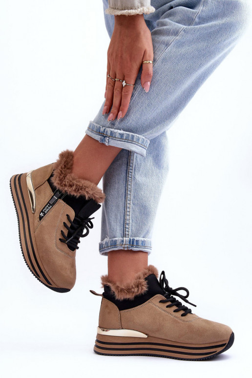 sportiniai bateliai su platforma su kailiuku smėlio spalvos Jamarie sportiniai bateliai su platforma su kailiuku smėlio spalvos Jamarie