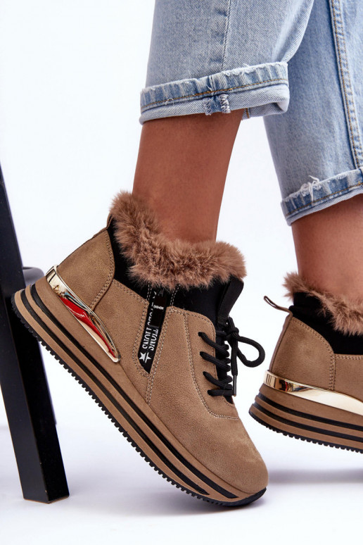 sportiniai bateliai su platforma su kailiuku smėlio spalvos Jamarie sportiniai bateliai su platforma su kailiuku smėlio spalvos Jamarie