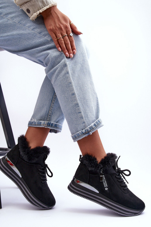 sportiniai bateliai su platforma su kailiuku juodos spalvos Jamarie sportiniai bateliai su platforma su kailiuku juodos spalvos Jamarie