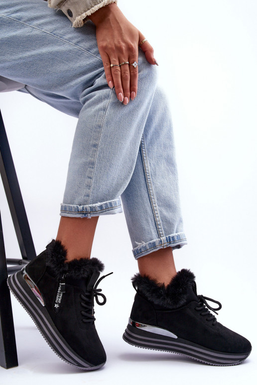 sportiniai bateliai su platforma su kailiuku juodos spalvos Jamarie sportiniai bateliai su platforma su kailiuku juodos spalvos Jamarie