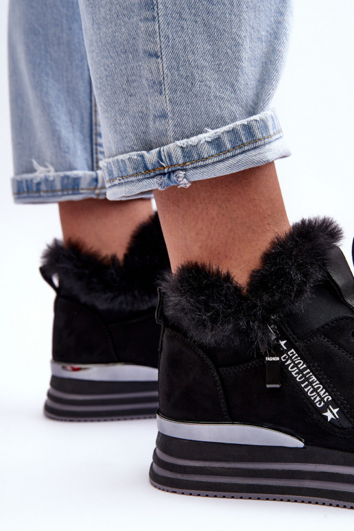 sportiniai bateliai su platforma su kailiuku juodos spalvos Jamarie sportiniai bateliai su platforma su kailiuku juodos spalvos Jamarie