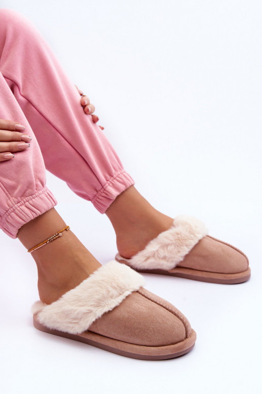 Šlepetės su kailiuku smėlio spalvos Pinky Šlepetės su kailiuku smėlio spalvos Pinky