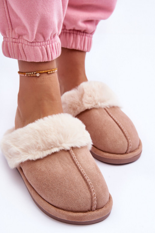 Šlepetės su kailiuku smėlio spalvos Pinky Šlepetės su kailiuku smėlio spalvos Pinky