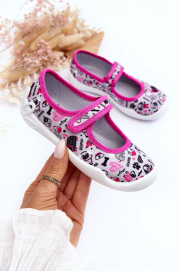 Vaikiškos šlepetės/balerinos Befado 114X521 pilka-rožinės spalvos 2