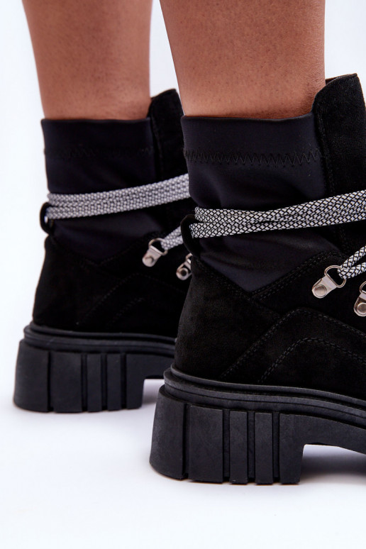 Zomšiniai batai su raišteliais juodos spalvos Acorn Zomšiniai batai su raišteliais juodos spalvos Acorn