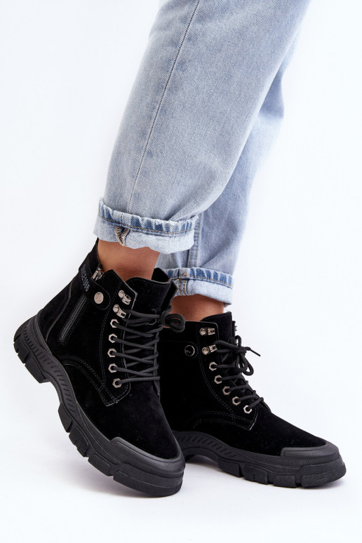 pašiltinti iš zomšos Moteriški aulinukai juodos spalvos Jailina pašiltinti iš zomšos Moteriški aulinukai juodos spalvos Jailina