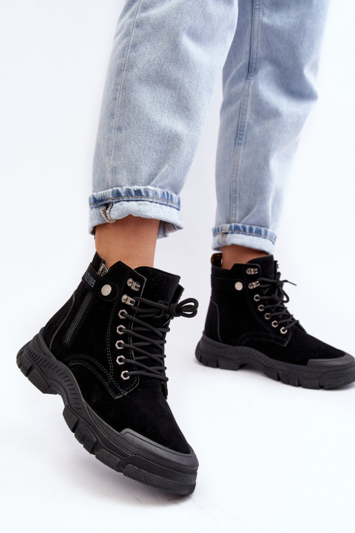 pašiltinti iš zomšos Moteriški aulinukai juodos spalvos Jailina pašiltinti iš zomšos Moteriški aulinukai juodos spalvos Jailina