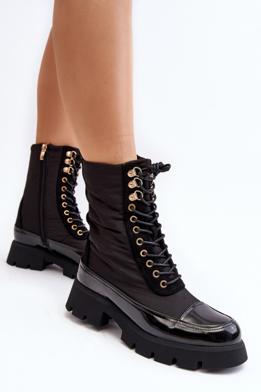 pašiltinti aulinukai su plačiais kulniukais juodos spalvos Saranema pašiltinti aulinukai su plačiais kulniukais juodos spalvos Saranema