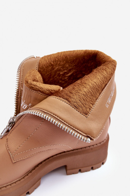 Aulinukai su plačiais kulniukais su užtrauktukais rudos spalvos Vimal