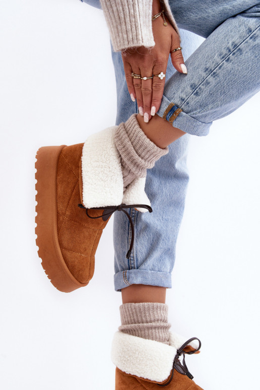 sniego batai su platforma su pašiltinimu rudos spalvos Olimuka sniego batai su platforma su pašiltinimu rudos spalvos Olimuka