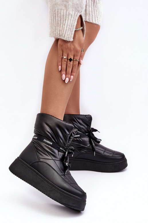 sniego batai    Wiązaniem juodos spalvos Siracna sniego batai    Wiązaniem juodos spalvos Siracna