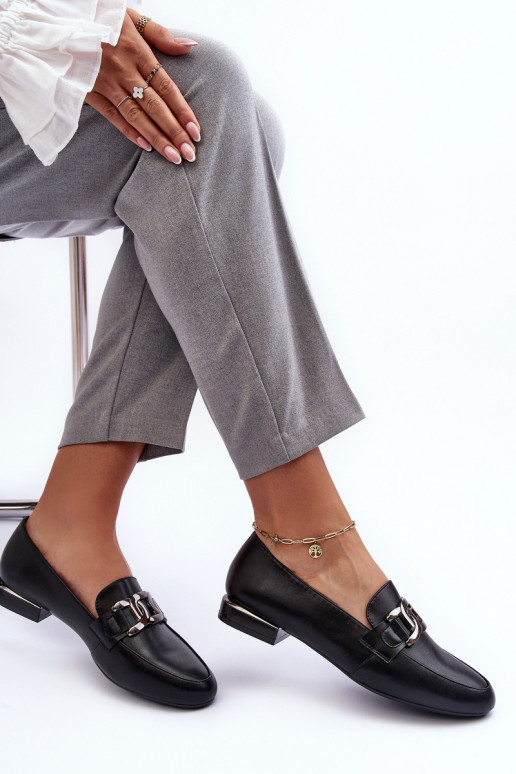 moteriški mokasinai su ornamentais juodos spalvos Camilena