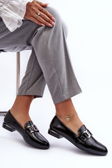 moteriški mokasinai su lako efektu su ornamentais juodos spalvos Camilena 2