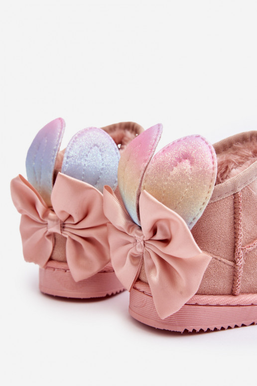 Vaikiški pašiltinti sniego batai su kaspinėliais rožinės spalvos Meriva