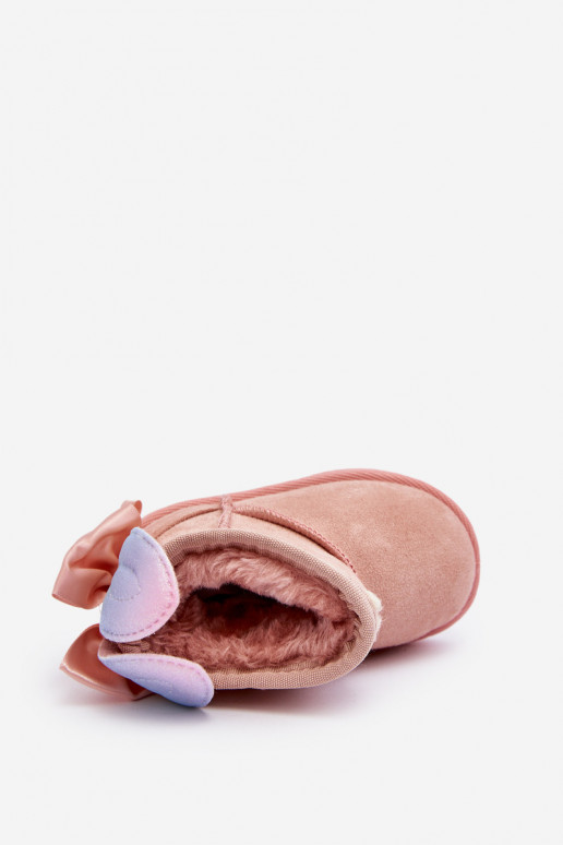 Vaikiški pašiltinti sniego batai su kaspinėliais rožinės spalvos Meriva