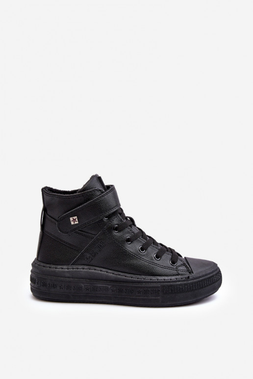 Laisvalaikio bateliai pašiltinti su platforma Big Star juodos spalvos MM274008