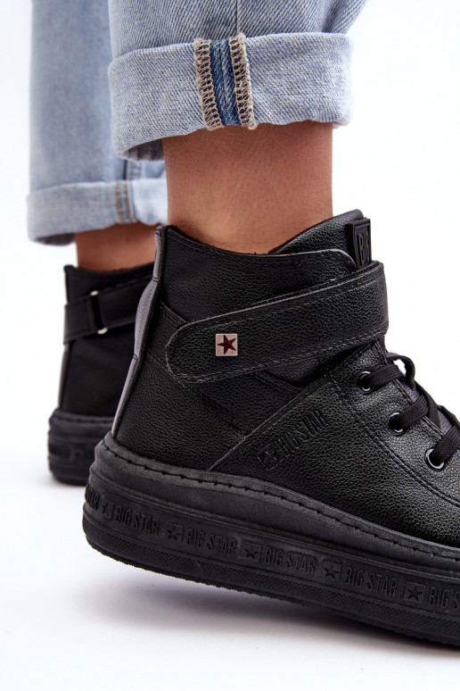 Laisvalaikio bateliai pašiltinti su platforma Big Star juodos spalvos MM274008