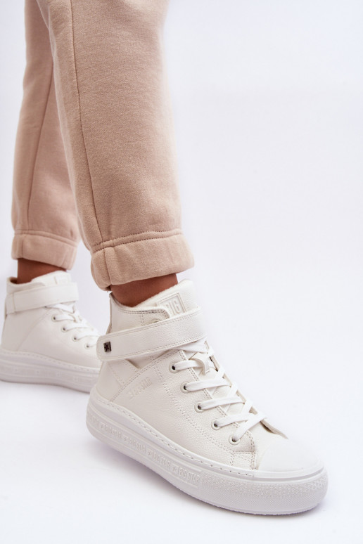 Laisvalaikio bateliai pašiltinti su platforma Big Star baltos spalvos MM274006