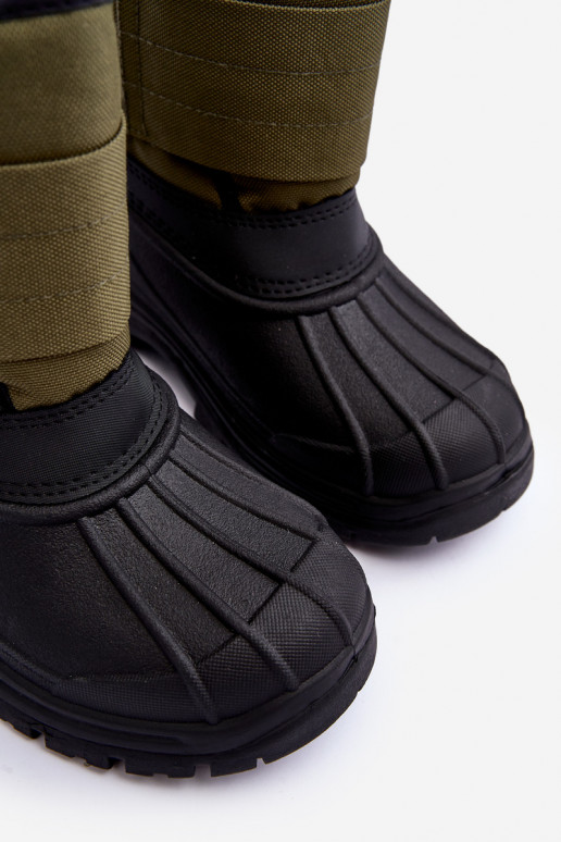 Vaikiški sniego batai su lipniais užsegimais pašiltinti chaki spalvos Big Star MM374123 Vaikiški sniego batai su lipniais užsegimais pašiltinti chaki spalvos Big Star MM374123